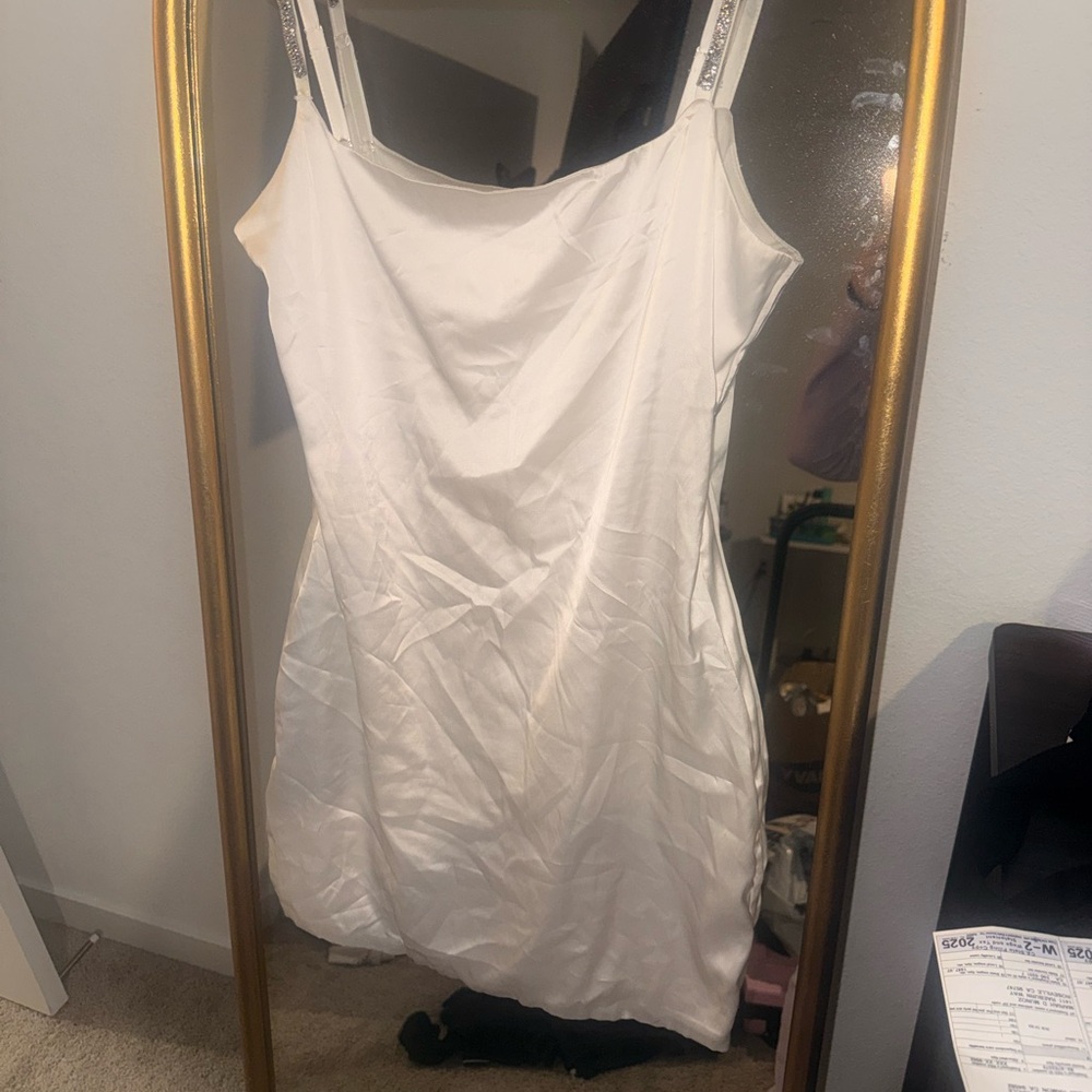 White Satin Slip Dress